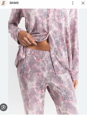 SKIMS Women's Sleep Long Set in the "Bloom Mini Multi Animal" print.  SOLD OUT